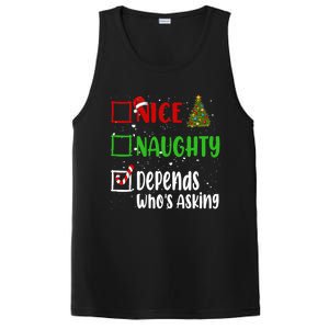 Nice Naughty Depends WhoS Asking Christmas List Holiday Gift PosiCharge Competitor Tank