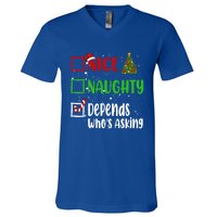 Nice Naughty Depends WhoS Asking Christmas List Holiday Gift V-Neck T-Shirt