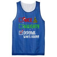 Nice Naughty Depends WhoS Asking Christmas List Holiday Gift Mesh Reversible Basketball Jersey Tank