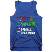 Nice Naughty Depends WhoS Asking Christmas List Holiday Gift Tank Top