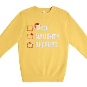 Nice Naughty Depends Christmas List Xmas Santa Claus Premium Crewneck Sweatshirt