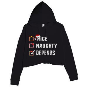 Nice Naughty Depends Christmas List Xmas Santa Claus Crop Fleece Hoodie