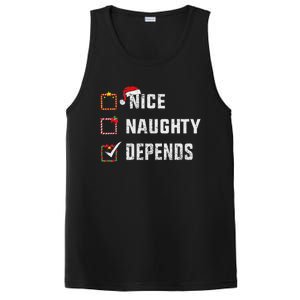 Nice Naughty Depends Christmas List Xmas Santa Claus PosiCharge Competitor Tank