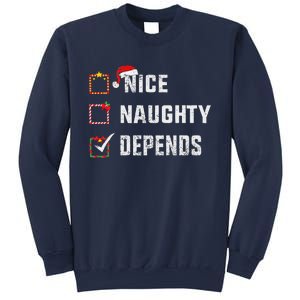 Nice Naughty Depends Christmas List Xmas Santa Claus Sweatshirt