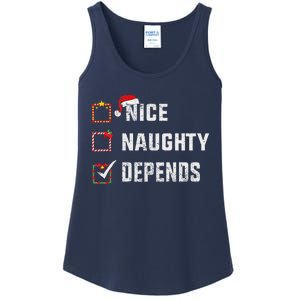 Nice Naughty Depends Christmas List Xmas Santa Claus Ladies Essential Tank