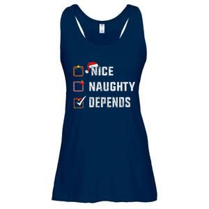 Nice Naughty Depends Christmas List Xmas Santa Claus Ladies Essential Flowy Tank