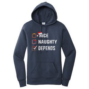 Nice Naughty Depends Christmas List Xmas Santa Claus Women's Pullover Hoodie