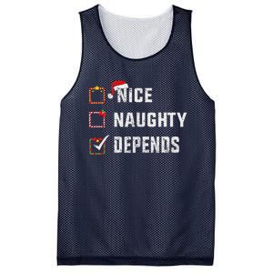 Nice Naughty Depends Christmas List Xmas Santa Claus Mesh Reversible Basketball Jersey Tank