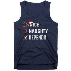 Nice Naughty Depends Christmas List Xmas Santa Claus Tank Top