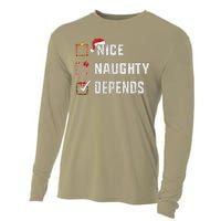 Nice Naughty Depends Christmas List Xmas Santa Claus Cooling Performance Long Sleeve Crew