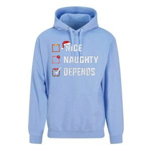 Nice Naughty Depends Christmas List Xmas Santa Claus Unisex Surf Hoodie