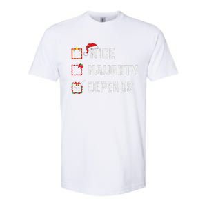 Nice Naughty Depends Christmas List Xmas Santa Claus Softstyle CVC T-Shirt