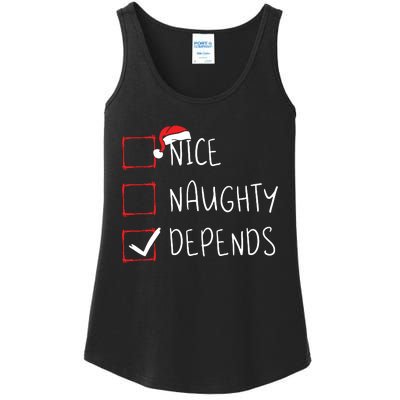 Nice Naughty Depends Christmas List Xmas Santa Claus Ladies Essential Tank