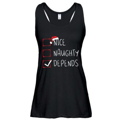 Nice Naughty Depends Christmas List Xmas Santa Claus Ladies Essential Flowy Tank