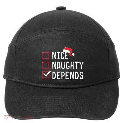Nice Naughty Depends Christmas List 7-Panel Snapback Hat