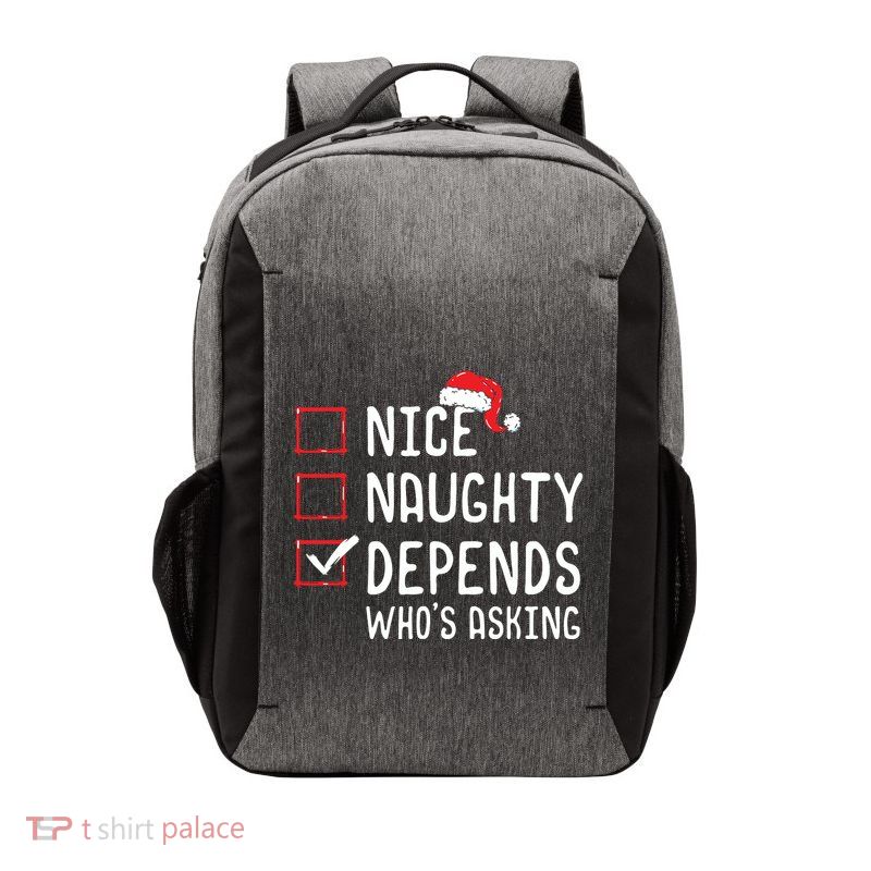 Nice Naughty Depends Whos Asking Christmas List Vector Backpack