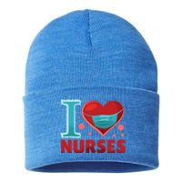 National Nurses Day May 6 I Heart Nurses Gratitude Design Gift Sustainable Knit Beanie