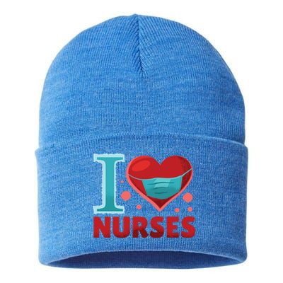 National Nurses Day May 6 I Heart Nurses Gratitude Design Gift Sustainable Knit Beanie