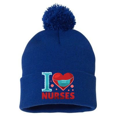 National Nurses Day May 6 I Heart Nurses Gratitude Design Gift Pom Pom 12in Knit Beanie