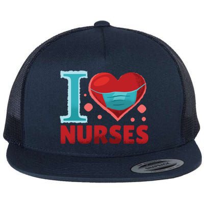 National Nurses Day May 6 I Heart Nurses Gratitude Design Gift Flat Bill Trucker Hat