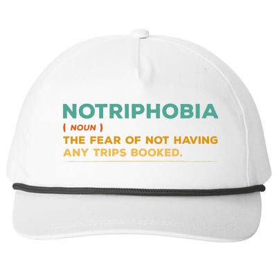 Notriphobia Noun Definition Funny Adventure Travel Lover Snapback Five-Panel Rope Hat