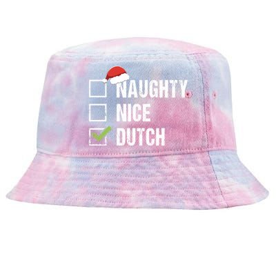 Naughty Nice Dutch Netherlands Santa Christmas Gift Great Gift Tie-Dyed Bucket Hat