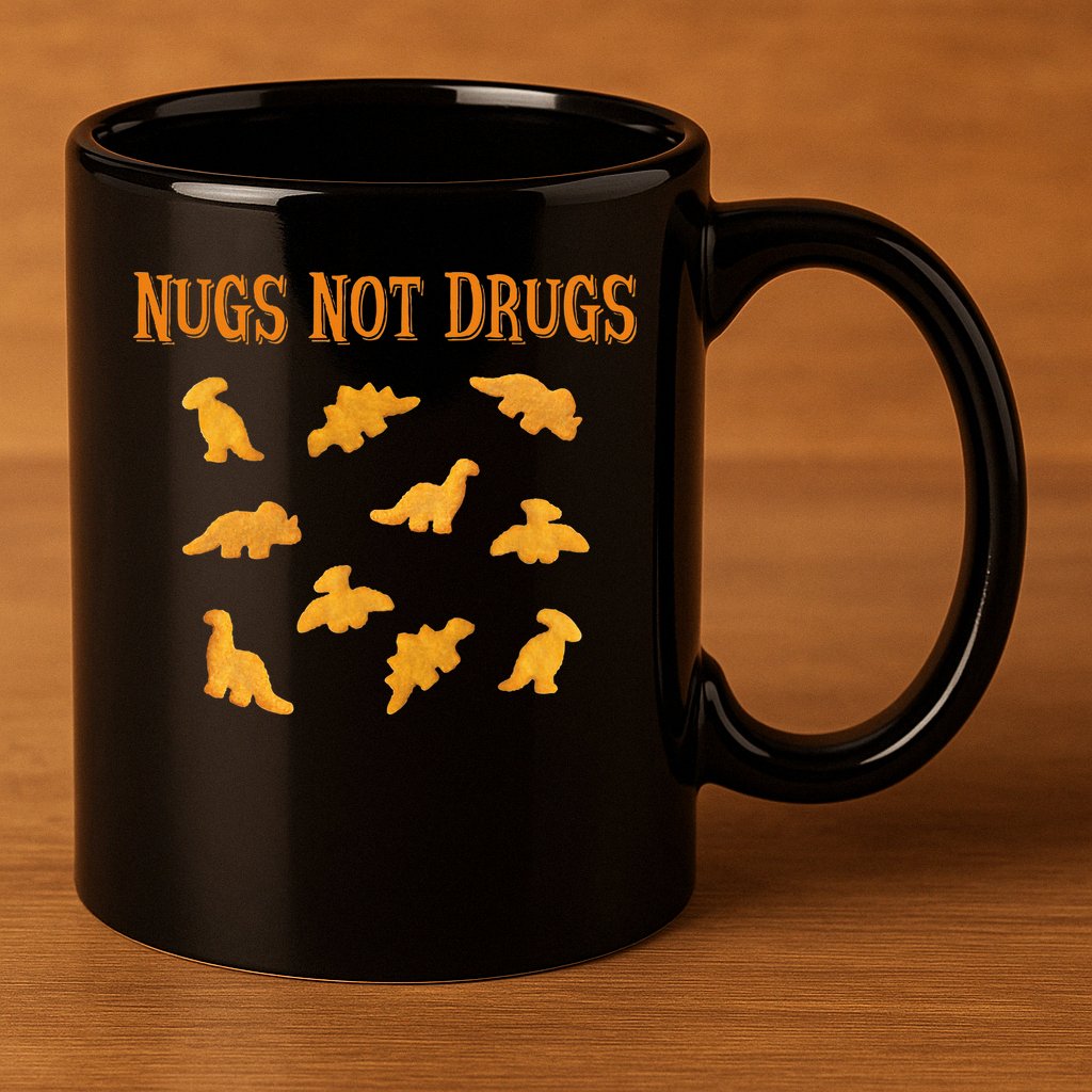 Nugs Not Drugs Dinosaur Chicken Nugget 11oz C Handle Ceramic Mug
