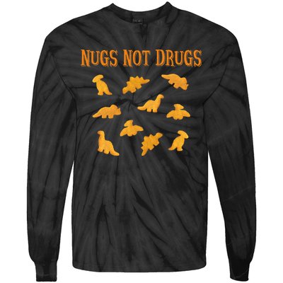 Nugs Not Drugs Dinosaur Chicken Nugget Tie-Dye Long Sleeve Shirt