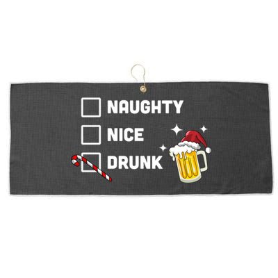 Nice Naughty Drunk Check Christmas Beer Funny Ing Xmas Gift Large Microfiber Waffle Golf Towel