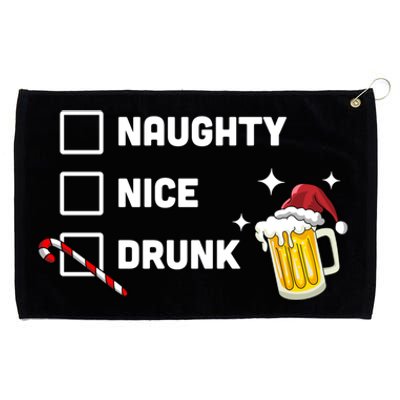 Nice Naughty Drunk Check Christmas Beer Funny Ing Xmas Gift Grommeted Golf Towel