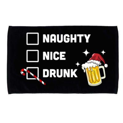 Nice Naughty Drunk Check Christmas Beer Funny Ing Xmas Gift Microfiber Hand Towel