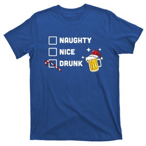 Nice Naughty Drunk Check Christmas Beer Funny Ing Xmas Gift T-Shirt