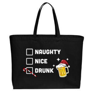 Nice Naughty Drunk Check Christmas Beer Funny Ing Xmas Gift Cotton Canvas Jumbo Tote