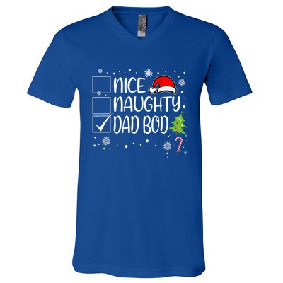 Nice Naughty Dad Bod Christmas Naughty Family Group Holiday Gift V-Neck T-Shirt