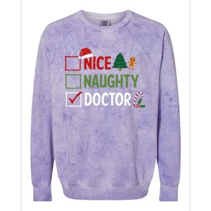 Nice Naughty Doctor Christmas Funny Xmas Santa Hat Gift Colorblast Crewneck Sweatshirt