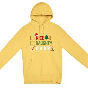 Nice Naughty Doctor Christmas Funny Xmas Santa Hat Gift Premium Pullover Hoodie