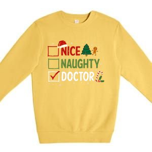 Nice Naughty Doctor Christmas Funny Xmas Santa Hat Gift Premium Crewneck Sweatshirt