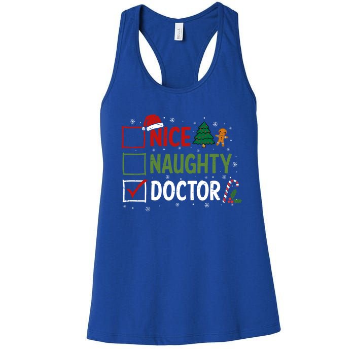 Nice Naughty Doctor Christmas Funny Xmas Santa Hat Gift Women's Racerback Tank