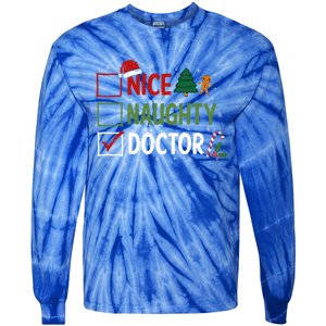 Nice Naughty Doctor Christmas Funny Xmas Santa Hat Gift Tie-Dye Long Sleeve Shirt