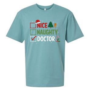 Nice Naughty Doctor Christmas Funny Xmas Santa Hat Gift Sueded Cloud Jersey T-Shirt