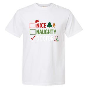 Nice Naughty Doctor Christmas Funny Xmas Santa Hat Gift Garment-Dyed Heavyweight T-Shirt