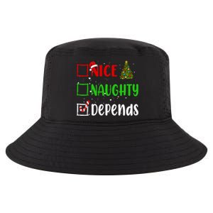 Nice Naughty Depends Christmas List Holiday Xmas 2024 Cool Comfort Performance Bucket Hat