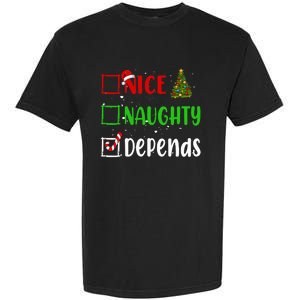 Nice Naughty Depends Christmas List Holiday Xmas 2024 Garment-Dyed Heavyweight T-Shirt