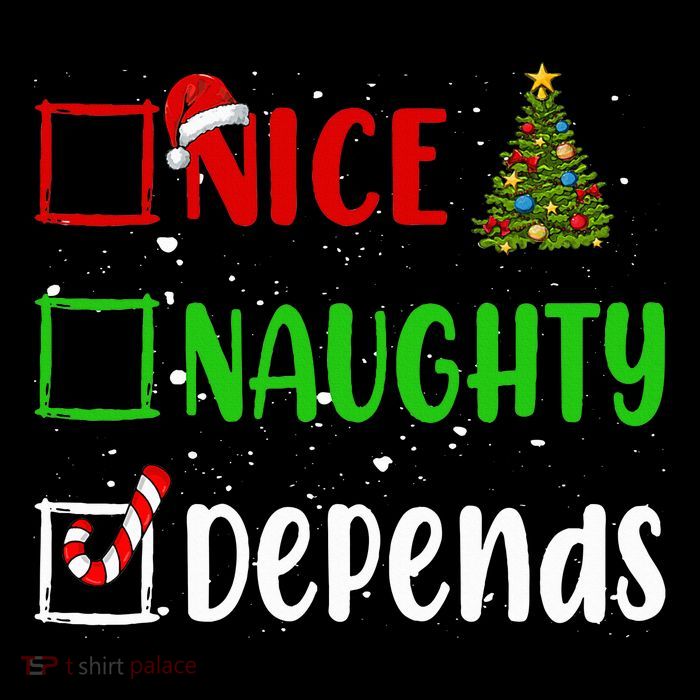 Nice Naughty Depends Christmas List Holiday Xmas 2024 Premium T-Shirt