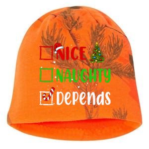 Nice Naughty Depends Christmas List Holiday Xmas 2024 Kati - Camo Knit Beanie