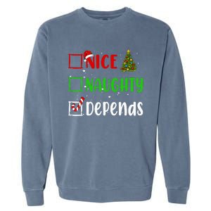 Nice Naughty Depends Christmas List Holiday Xmas 2024 Garment-Dyed Sweatshirt