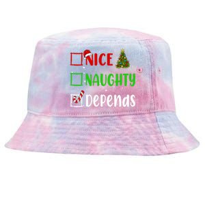 Nice Naughty Depends Christmas List Holiday Xmas 2024 Tie-Dyed Bucket Hat