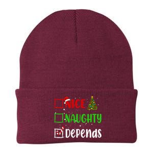 Nice Naughty Depends Christmas List Holiday Xmas 2024 Knit Cap Winter Beanie