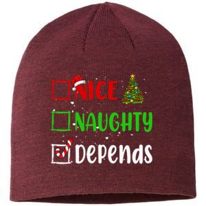 Nice Naughty Depends Christmas List Holiday Xmas 2024 Sustainable Beanie