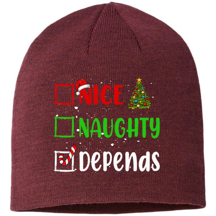 Nice Naughty Depends Christmas List Holiday Xmas 2024 Sustainable Beanie